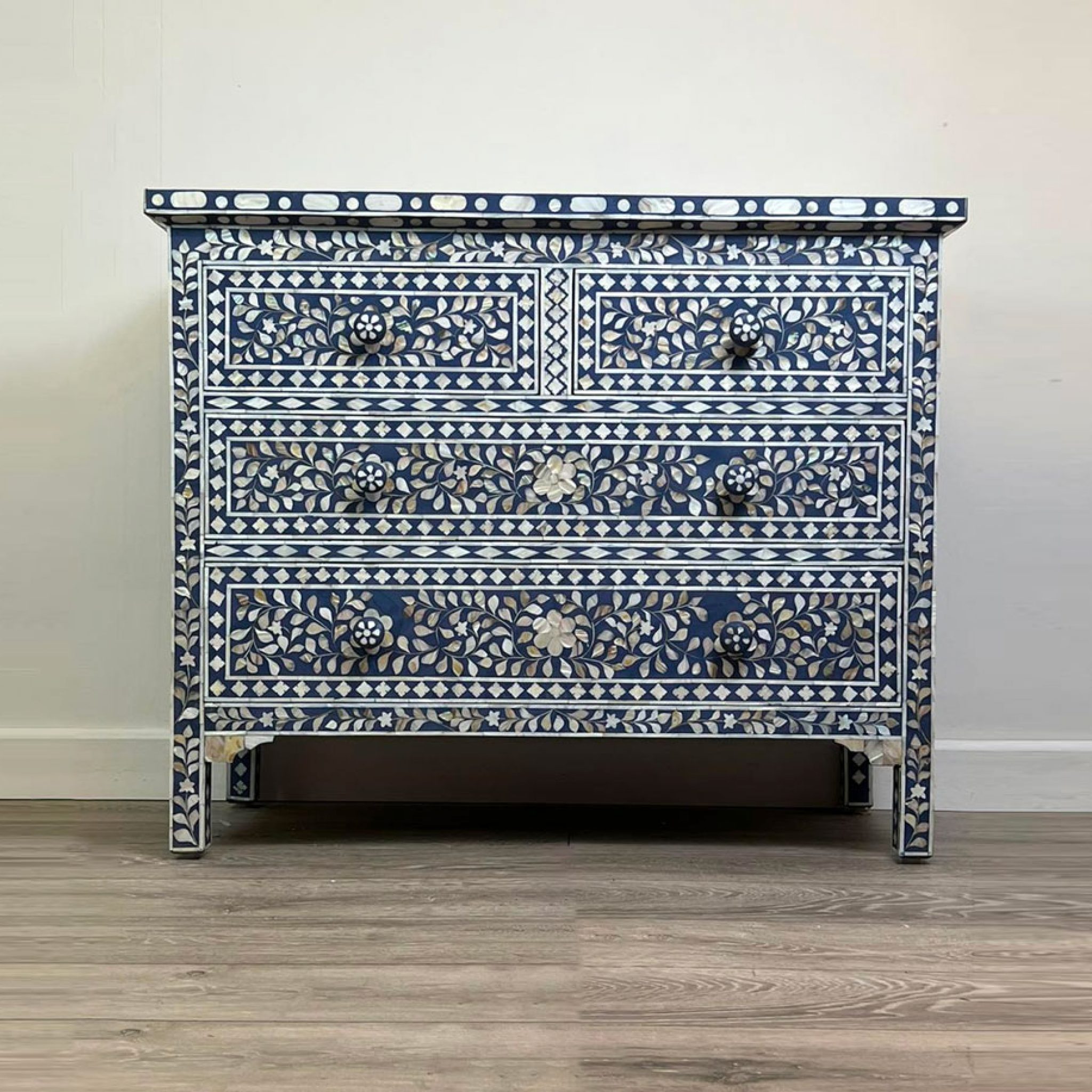 Dark Blue Mother Of Pearl Chest Of Drawers Iris Furnishing