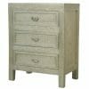 White Metal Embossed 3 Drawer Bedside Chest 2