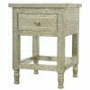 White Metal Embossed Bedside Table 2