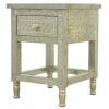 White Metal Embossed Bedside Table (3)
