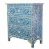 Blue 3-Drawer Mother of Pearl Chest of Drawers 2