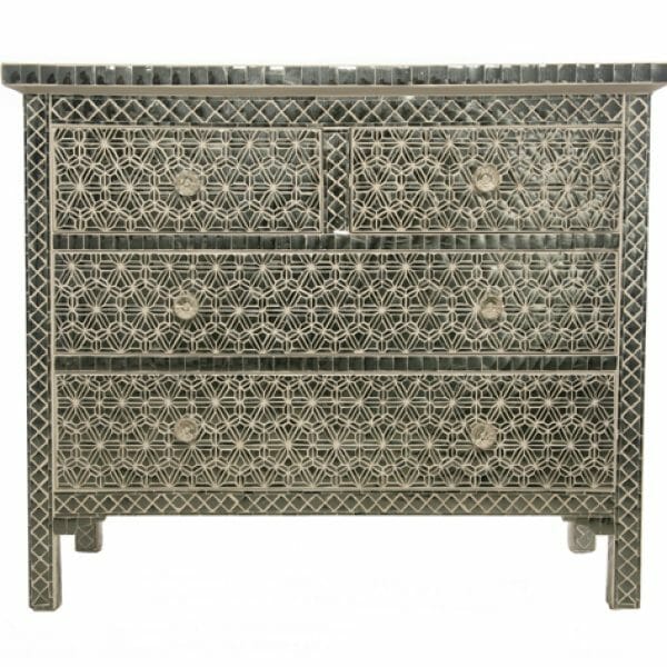 Mirror Glass Inlay chest of drawers Geometric pattern - Iris Furnishing