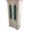 Carved White Glass fronted cupboard 1