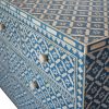 Chest of 7 drawers in Blue bone Geo flower inlay close